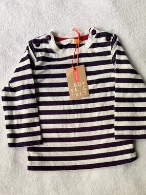John Lewis Striped Organic Cotton Long Sleeve Top 0-3 Months